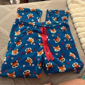 Bobbie Brooks Women’s Pajama Pants Sleepwear Blue Fox with Hearts Size 1X